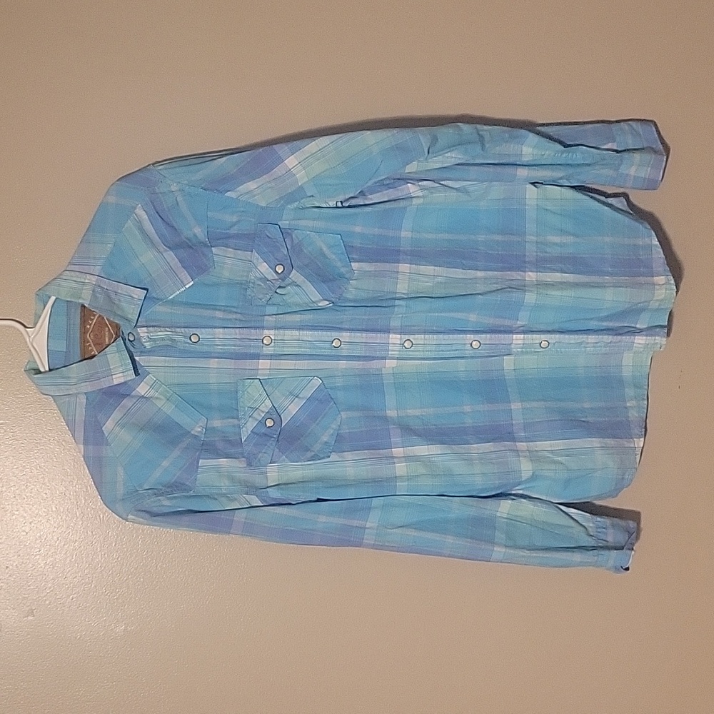 Red Camel Button Down‎ Longsleeve Striped Shirt Blue Green Mens Size Large